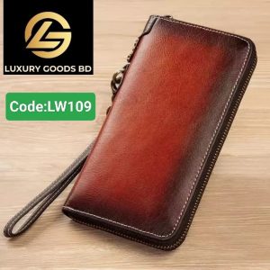 LW109C Leather Sonic Full Zipper Famous Brand Mens Genuine Leather Long Clutch Wallet