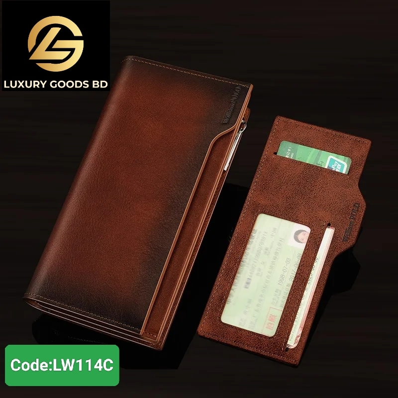 LW114C WILLIAMPOLO Genuine Leather Men Wallet Fashion Credit Business Card Holders Mobile Phone Bag Zipper Purse Clutch Bag Wallet Men - Image 6