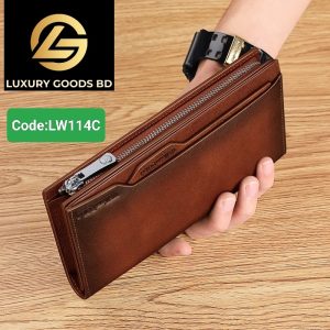 LW114C WILLIAMPOLO Genuine Leather Men Wallet Fashion Credit Business Card Holders Mobile Phone Bag Zipper Purse Clutch Bag Wallet Men