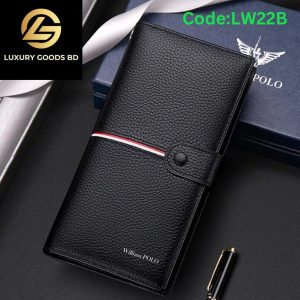 LW22B WILLIAMPOLO Men's Wallet Genuine Leather Credit Card Holder RFID Blocking Zipper Hasp Pocket Luxury Brand Man Clutch Bags