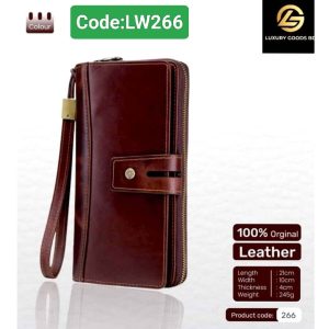 LW266 Crazy Horse Vintage Leather Clutch Wallet Large Capacity 266