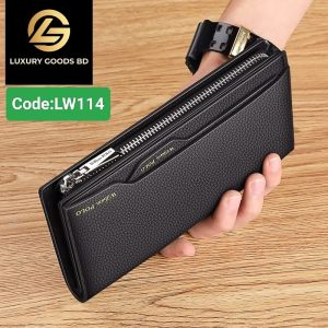 LW114B WILLIAMPOLO Genuine Grain Leather Men Wallet Fashion Credit Business Card Holders Mobile Phone Bag Zipper Purse Clutch Bag Wallet Men