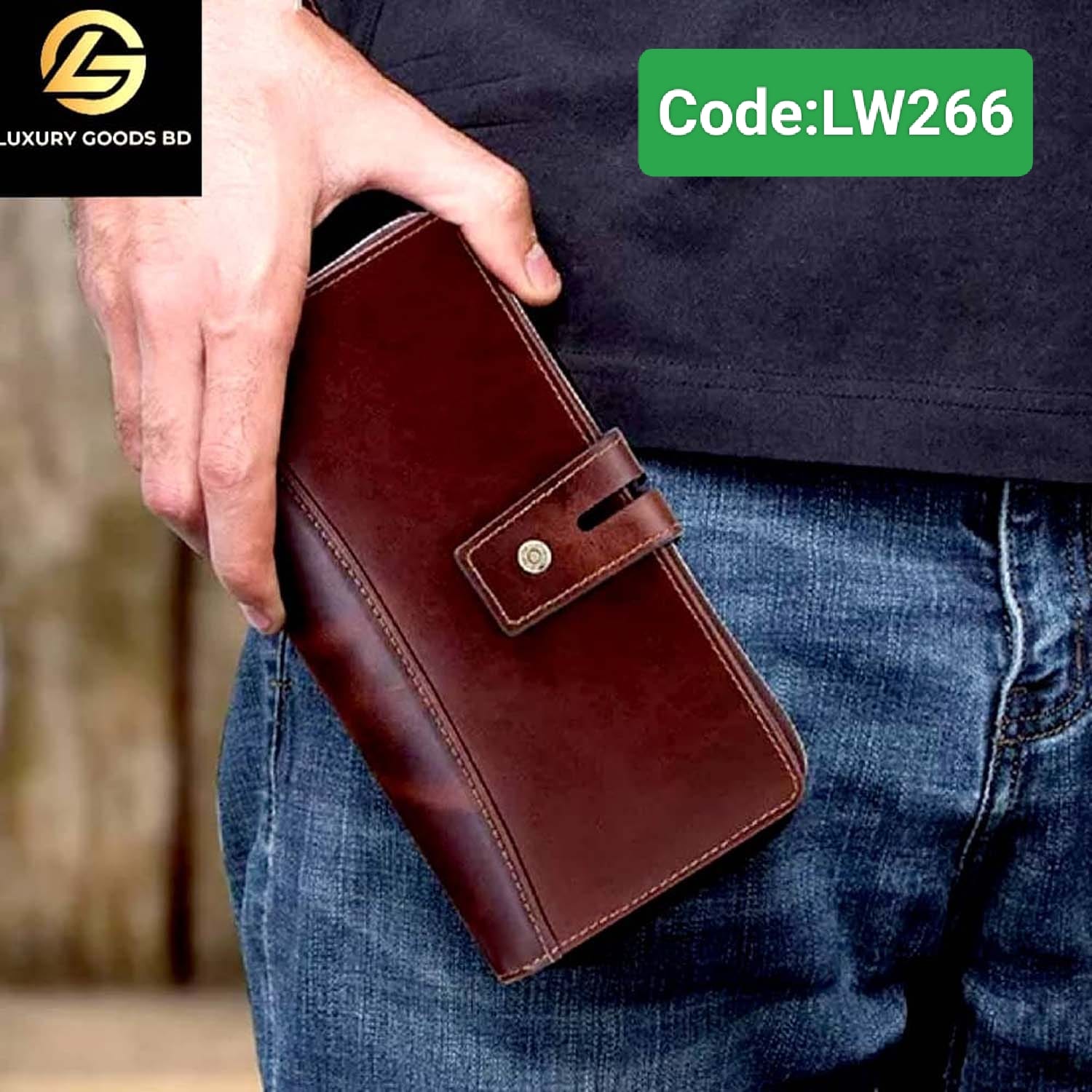 LW266 Crazy Horse Vintage Leather Clutch Wallet Large Capacity 266 - Image 2