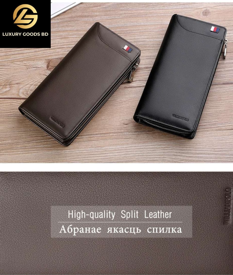 LW555C WILLIAMPOLO Luxury Cow Leather Long Clutch Wallet 555C - Image 8