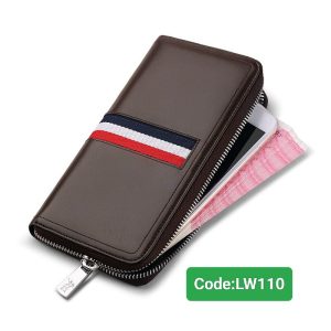 LW110C Leather Sonic Full Zipper Famous Brand Mens Genuine Leather Long Clutch Wallet 110C