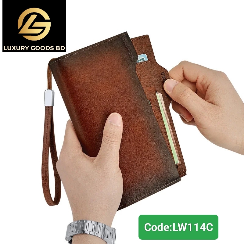 LW114B WILLIAMPOLO Genuine Grain Leather Men Wallet Fashion Credit Business Card Holders Mobile Phone Bag Zipper Purse Clutch Bag Wallet Men - Image 6
