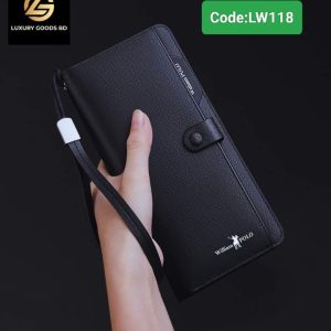 LW118B WILLIAMPOLO Genuine Leather Men's  Long Purse Passport Cover Clutch Bag
