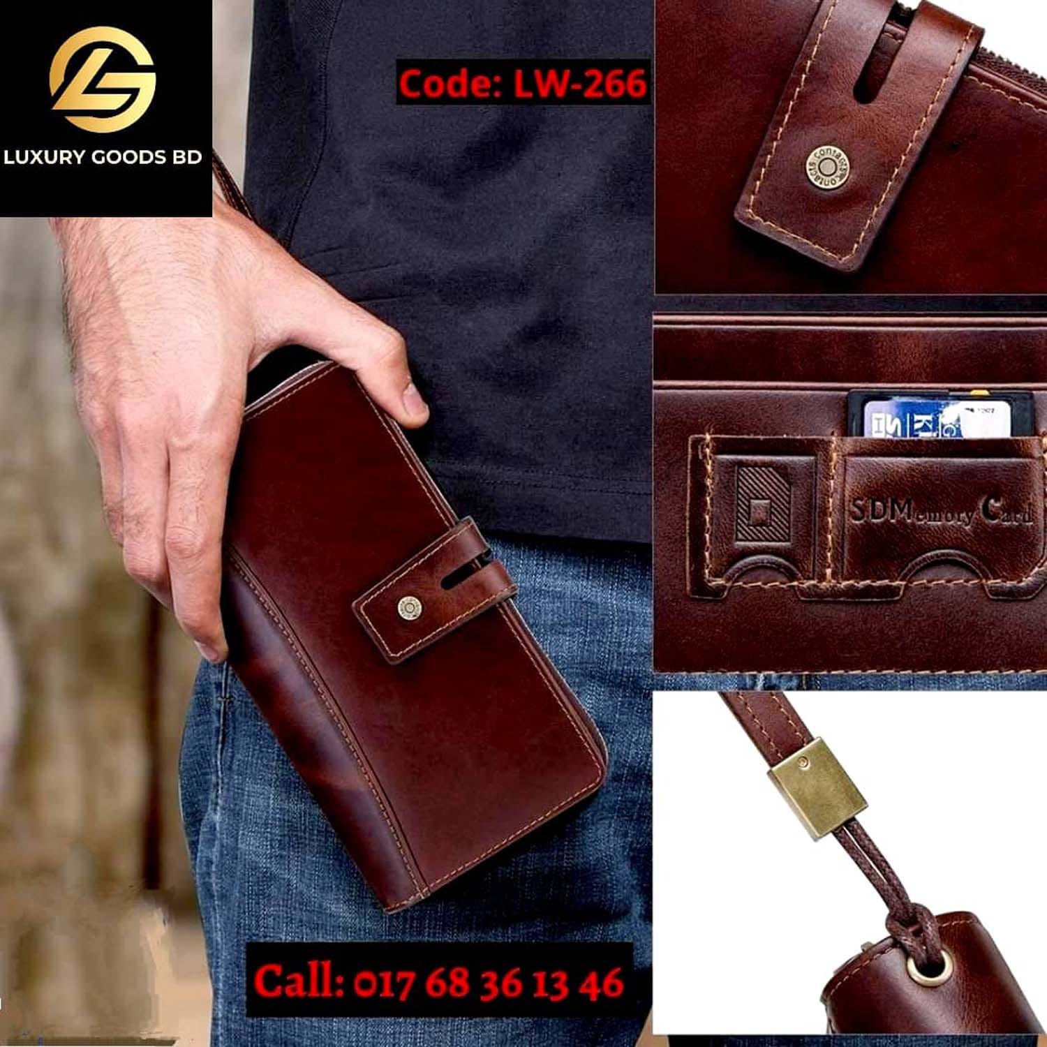 LW266 Crazy Horse Vintage Leather Clutch Wallet Large Capacity 266 - Image 4