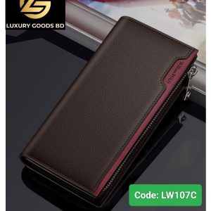 LW107C WILLIAMPOLO Men's Long Style 100% Cow Grain Leather High Quality Clutch Wallet Card Holder Purse 107