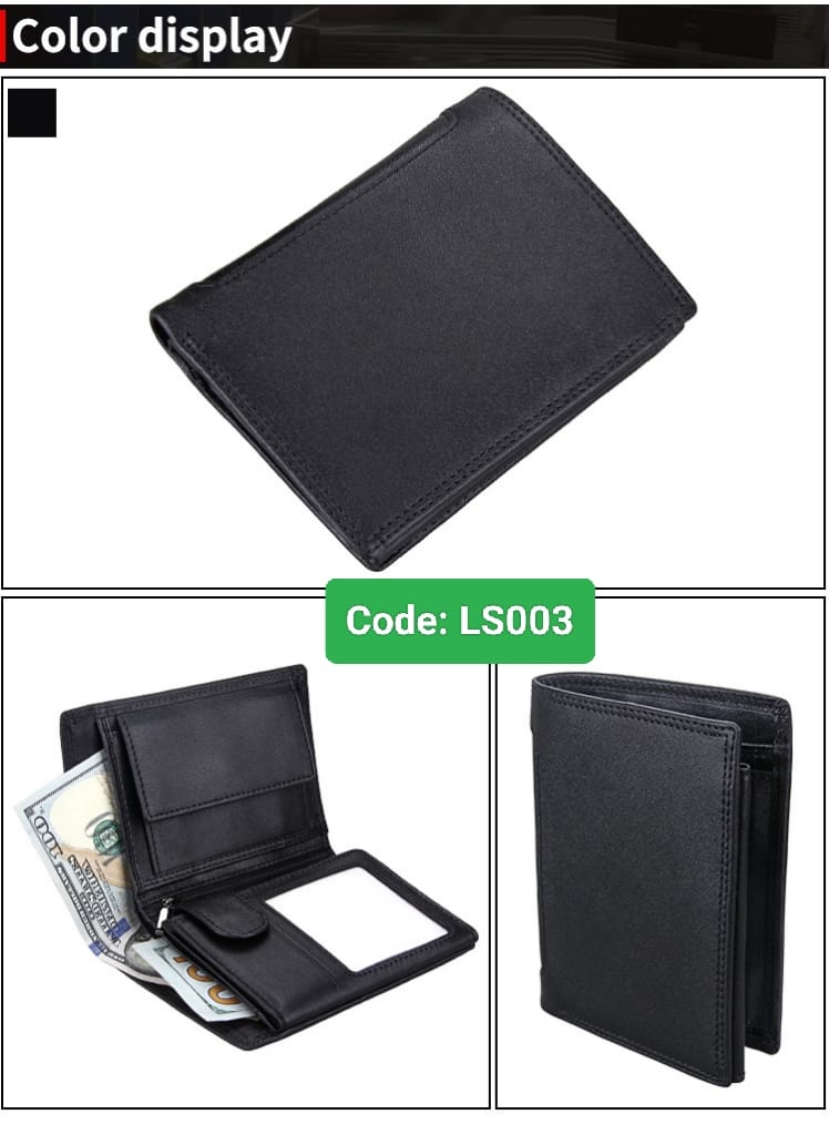 LS003B LEATHER SONIC Mens Short Leather Card Holder Clutch Wallet - Image 4