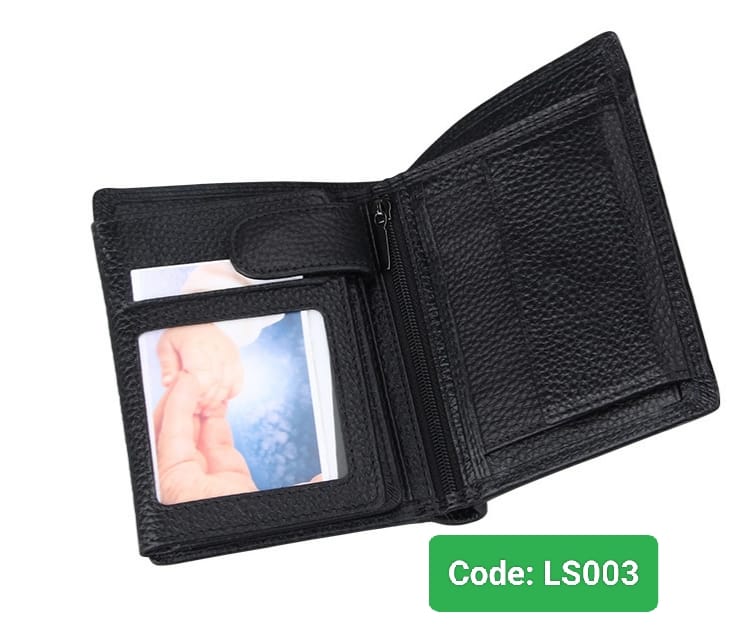 LS003B LEATHER SONIC Mens Short Leather Card Holder Clutch Wallet - Image 3