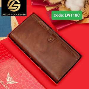 LW118C WILLIAMPOLO Genuine Leather Men's  Long Purse Passport Cover Clutch Bag