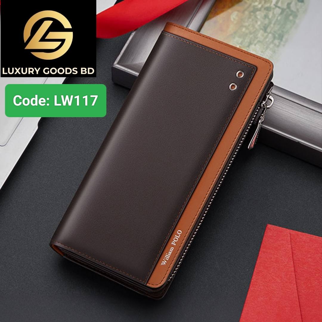 LW117 WILLIAMPOLO Wallet For Men Genuine Leather Luxury Brand Men Wallets Long Zipper Clutch Wallet - Image 2