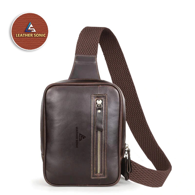 CB44 LEATHER SONIC Genuine Leather Luxury Brand Multifunctional Chest Bag - Image 5