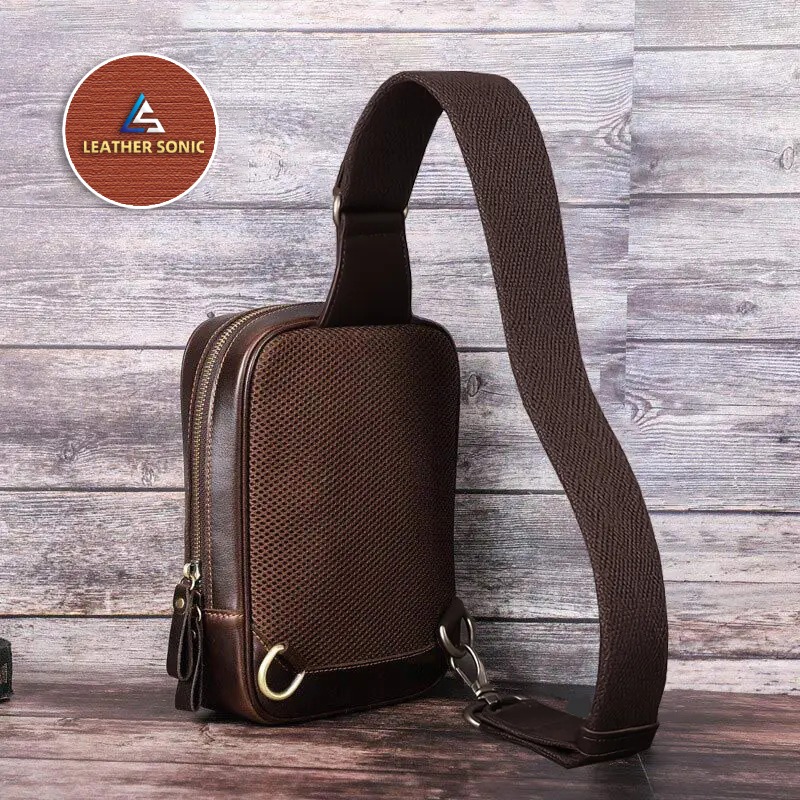 CB44 LEATHER SONIC Genuine Leather Luxury Brand Multifunctional Chest Bag - Image 4