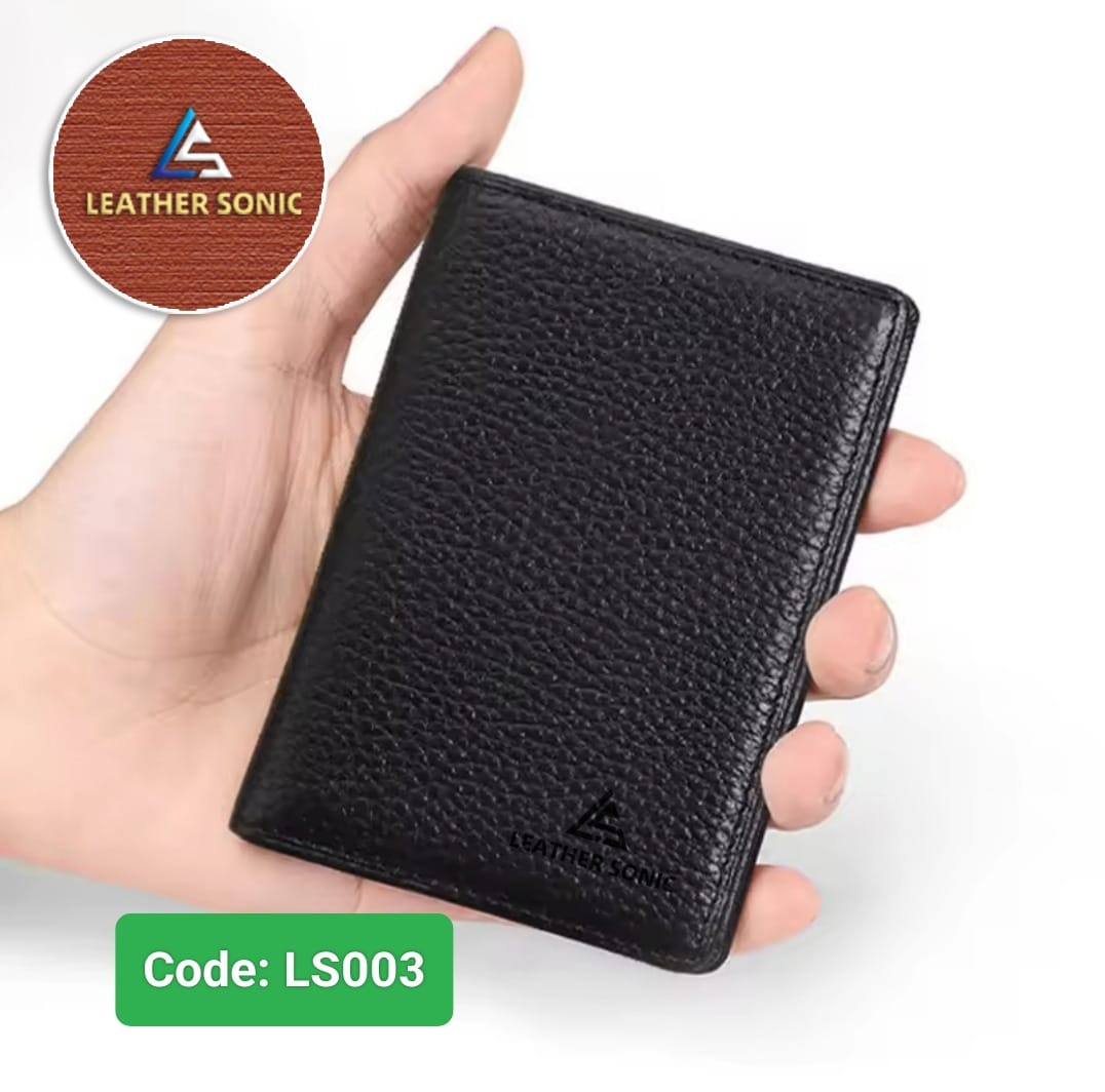 LS003B LEATHER SONIC Mens Short Leather Card Holder Clutch Wallet
